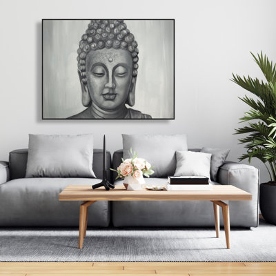 Spiritual Buddha Gray Man, toile encadrée - Art de la décoration intérieure