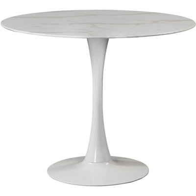 Sevinc Round Unfinished Glass Top Metal Base Dining Table
