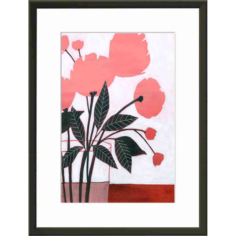 " Flower Screen II " by Grace Popp Painting Print, 12"H x 12"W, Black