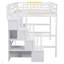 Lit mezzanine double avec bureau, tablettes et escalier de rangement
