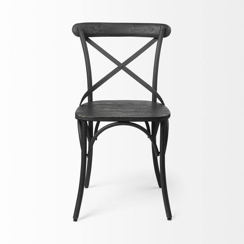 Tacony Solid Wood Cross back Side chair, Black