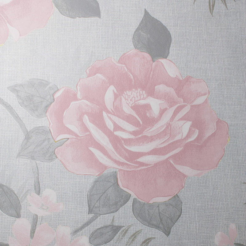 Deshotel 10.05m x 53cm Semi-Gloss Wallpaper Roll, Pink
