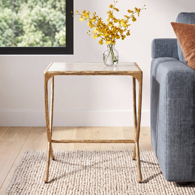 Evelynn Genuine Marble End Table