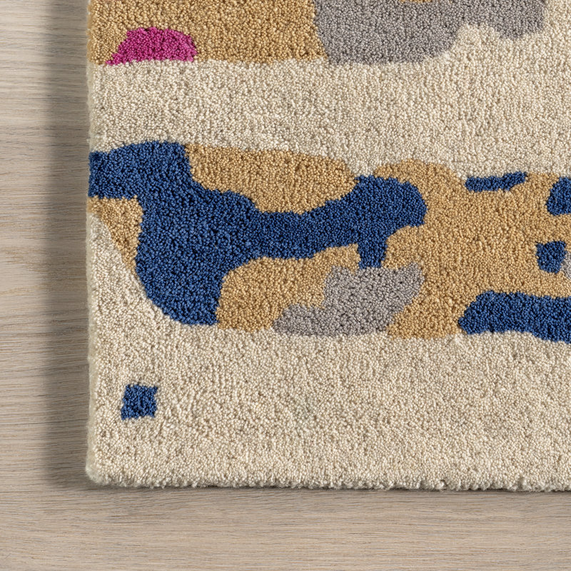 Multicolor Abstract Hand-Tufted Wool 9' x 12' Area Rug