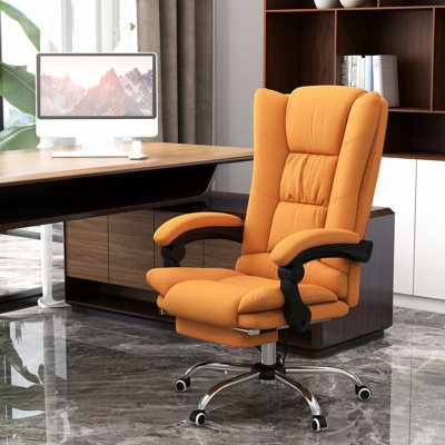 4 chaises chauffantes et vibrantes pour les employés de bureau, 3 modes, hauteur réglable, repose-pieds inclinable, similicuir brun avec réglages, repose-pieds
