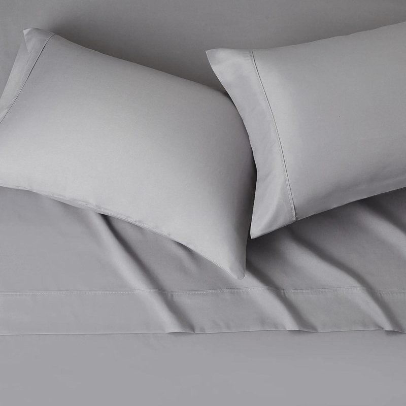 Ensemble de draps légers en microfibre de luxe ultra doux et infroissable avec poches profondes, Gris clair