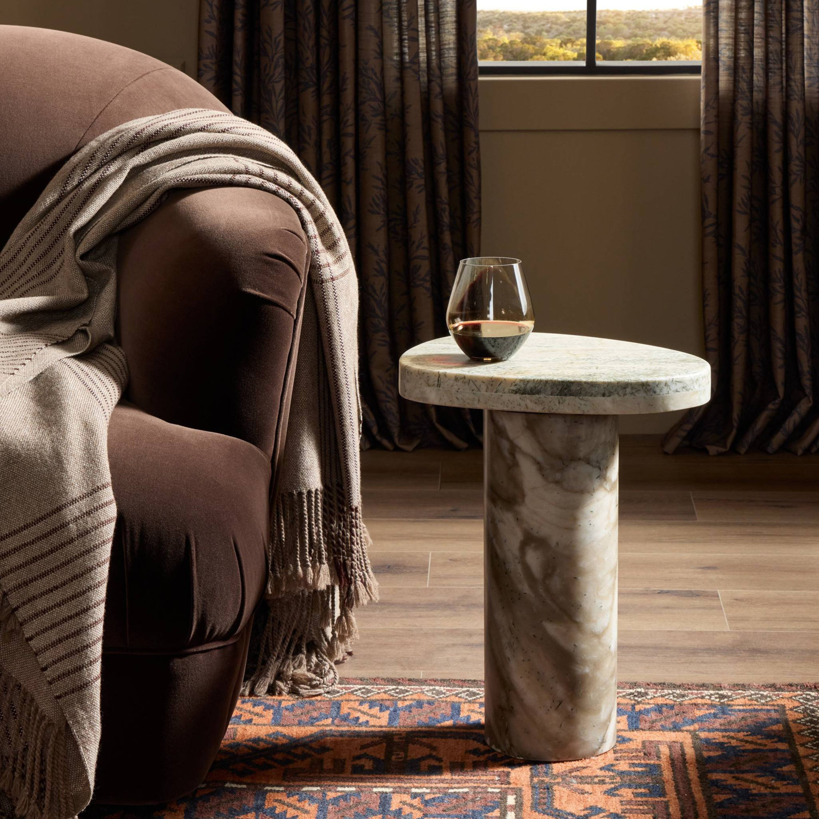 15" Genuine Marble End Table, Sage Onyx, Onyx