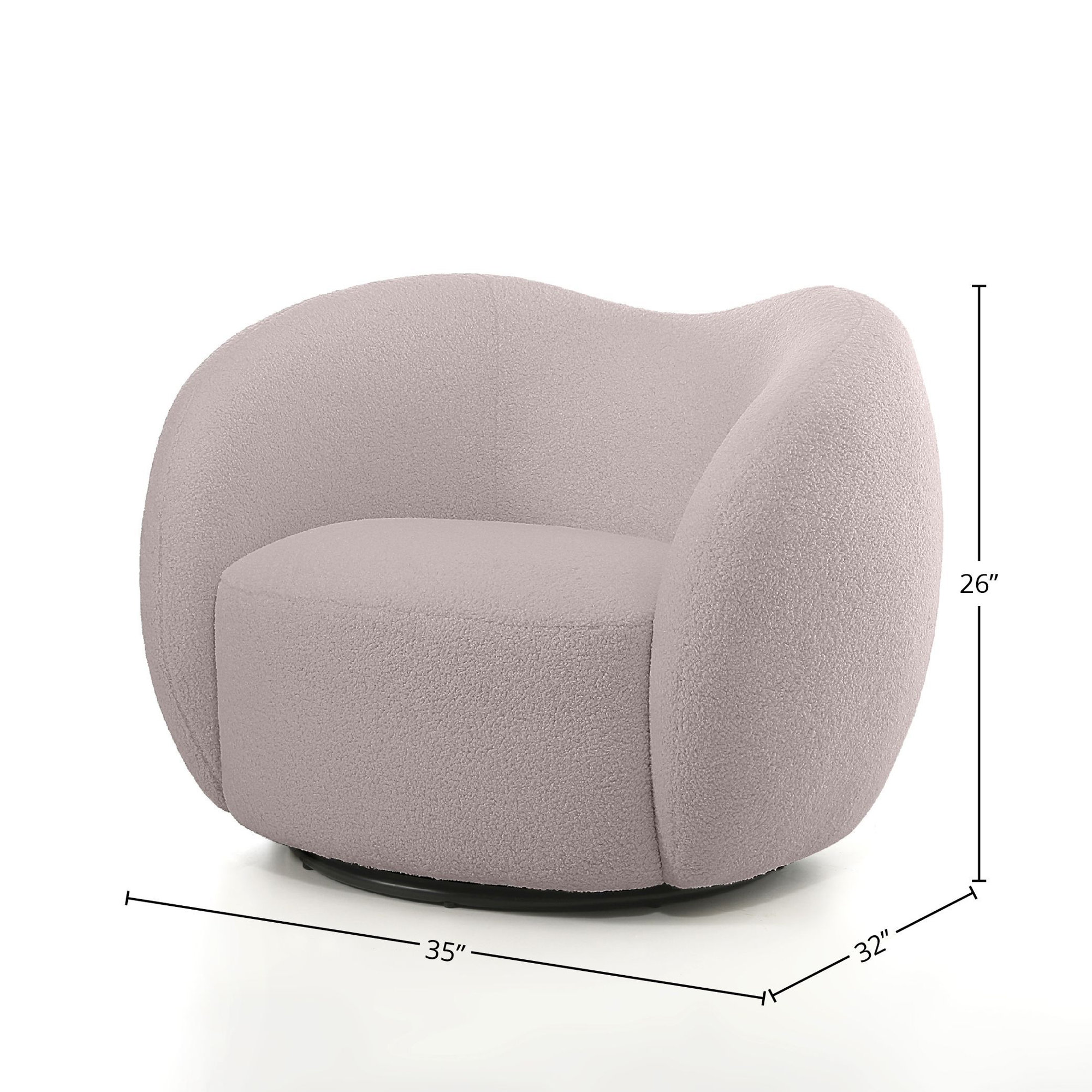 Upholstered Barrel Chair, Pink Wool