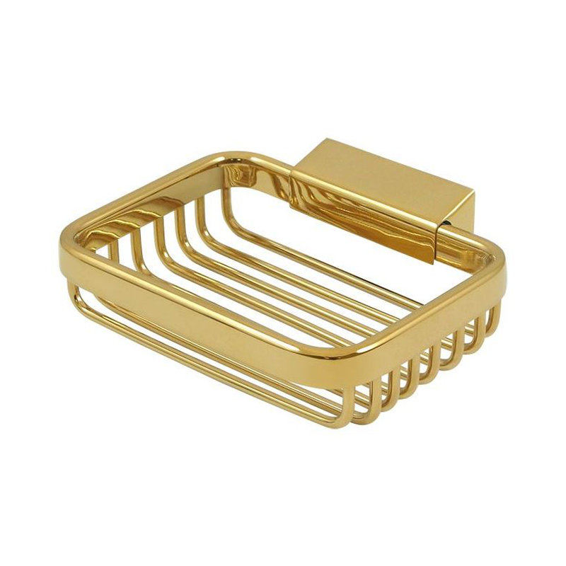 DCCFB46C28014A15A2FEC23900C3249A Panier en fil métallique, porte-savon rectangulaire de 4-3 / 4 po en laiton poli PVD