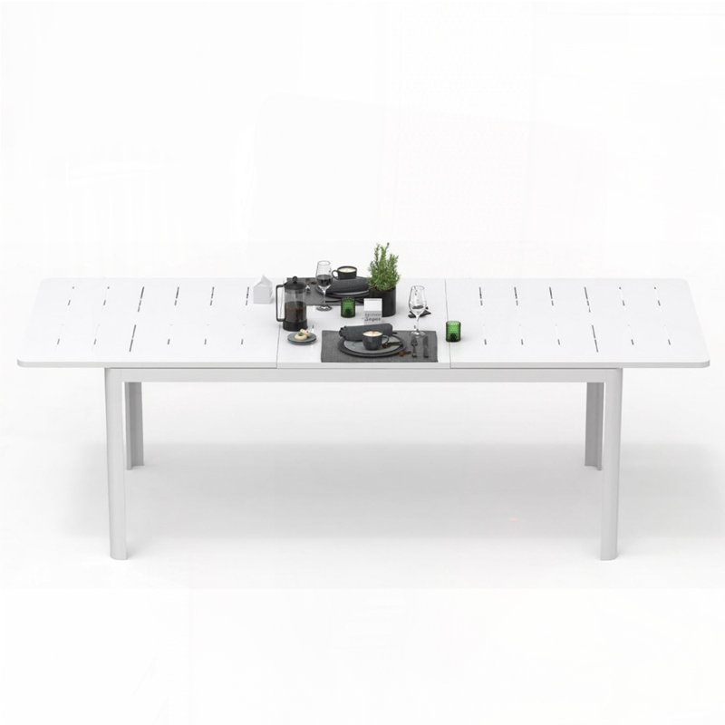 Table de salle à manger extensible pour patio, Ivoire blanc