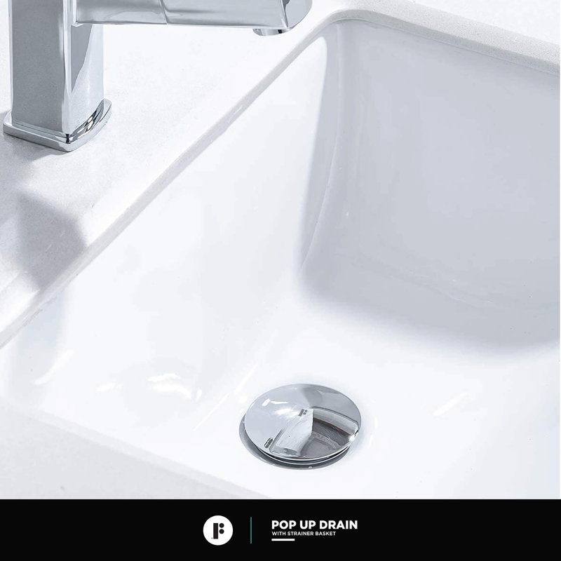 Drain escamotable de lavabo de salle de bain avec trop-plein, Chrome poli