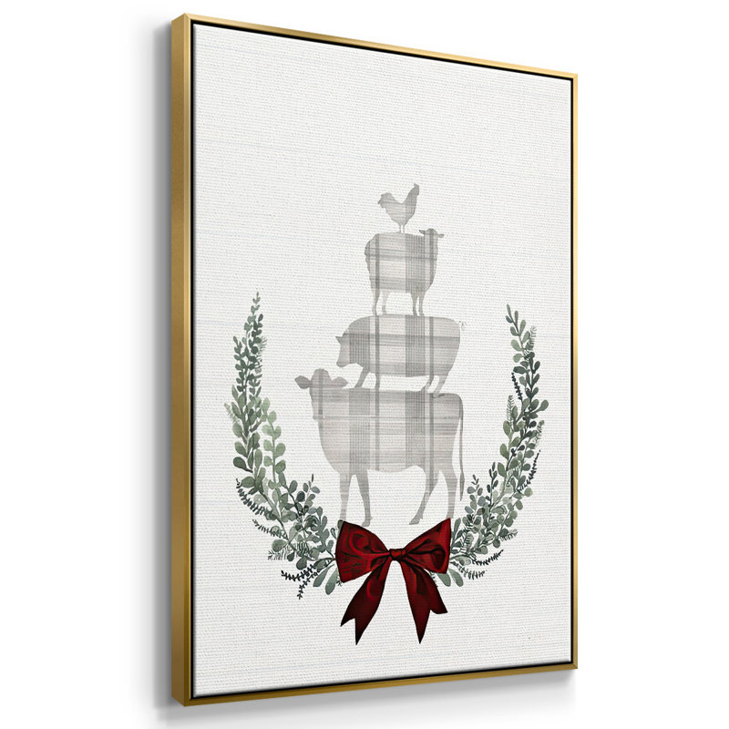 Yuletide Animals II, toile tendue avec châssis, Cadre flottant doré, H 37 po x l 25 po x P 1,5 po