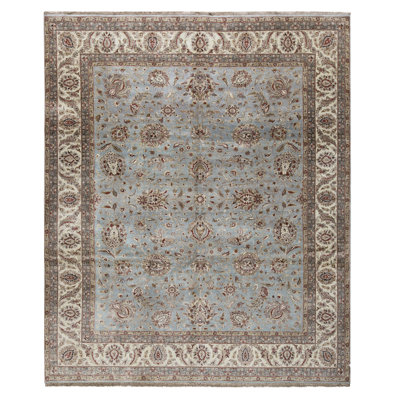 Tapis rectangulaire en laine noué à la main