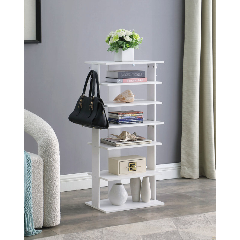Vertical Shoe Rack,7 Tier Shoe Storage Organizer With Hooks, Entryway Shoe Tower,Vertical Shoe Organizer,Vertical Shoe Organizer