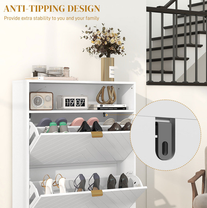 12 Pair Flip Down Shoe Storage