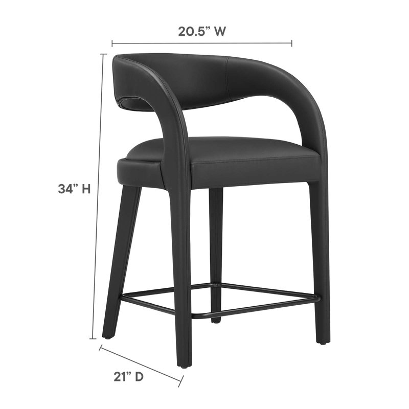Modway Pinnacle Vegan Leather Counter Stool, Black