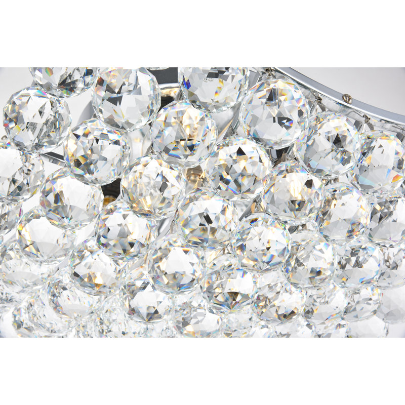 Plafonnier semi-encastré géométrique unique à 4 lumières de 14 po Eustacio, Chrome