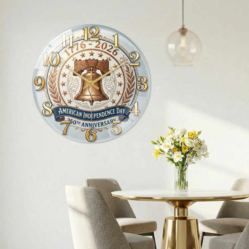 Horloge murale Liberty Bell USA 250th Anniversary, 40 x 40 cm (15,7 x 15,7 pouces)