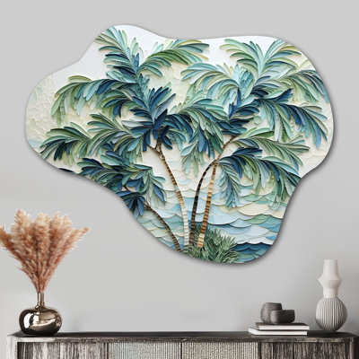 Green Minimalims Palm Trees VII - Green Asymmetrical Metal Wall Decor, Traditional Cloud Metal Art Print