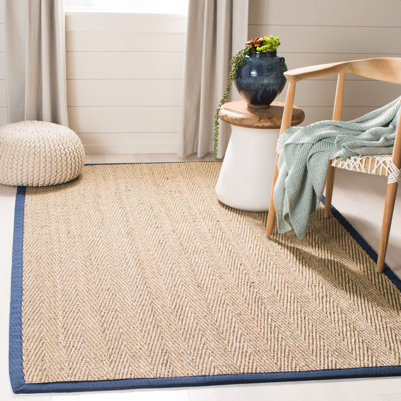 Nerissa Auckland Natural/Blue Area Rug, Rectangle 5' x 8'