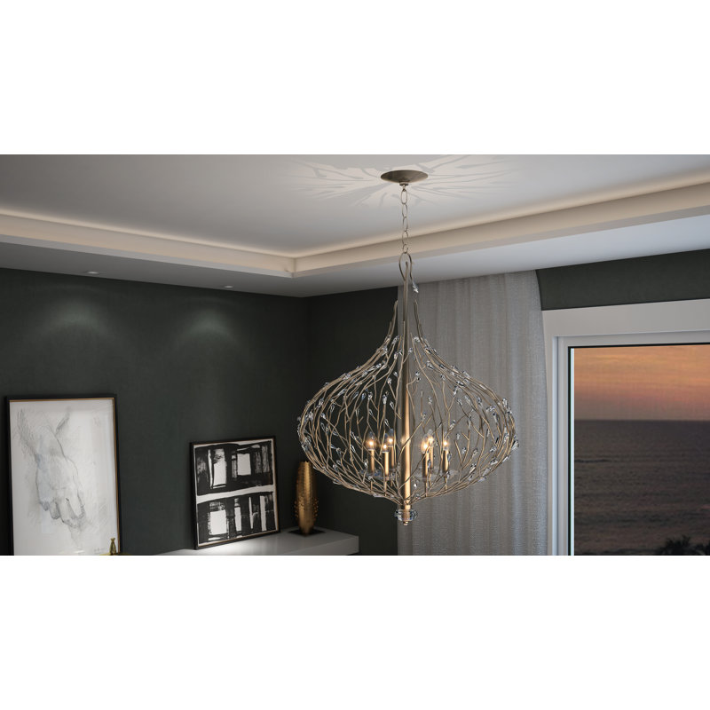 Luminaire suspendu en cristal Bask - l 26,5 po x H 34,75 po - poussière d'or