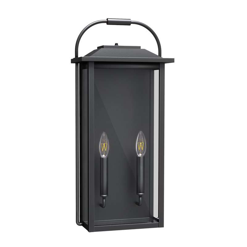 Applique murale d'extérieur en fer trempé transparent 24 "H ETL noir