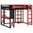 Space-Saving Loft Bed with Desk, Shelves, Power Outlet & RGB Light-1978471607
