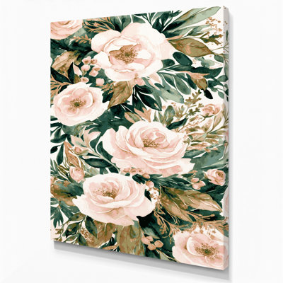 Aquarelle, art floral sur toile beige