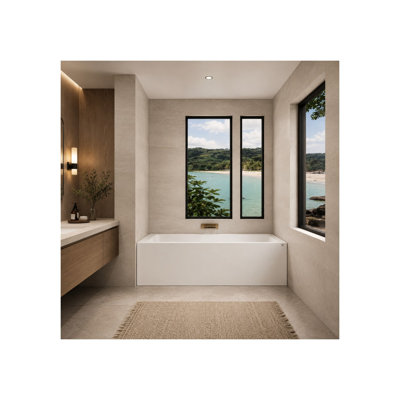 54" Acrylic Soaking Bathtub, Alcove / Tile in, Rectangle Shape, Glossy White