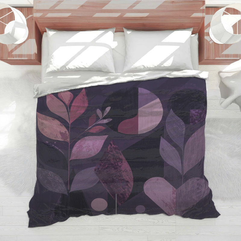 Geometric Botanical Abstract Comforter, Twin