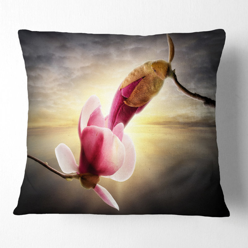 Belles fleurs de magnolia - coussin à imprimé floral, 18 po x 18 po, Coussin décoratif