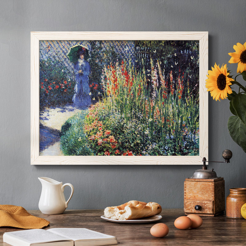 Glaïeuls par Monet - Toile tendue avec châssis rustique, Cadre blanc, H 26 po x l 38 po x P 1,5 po