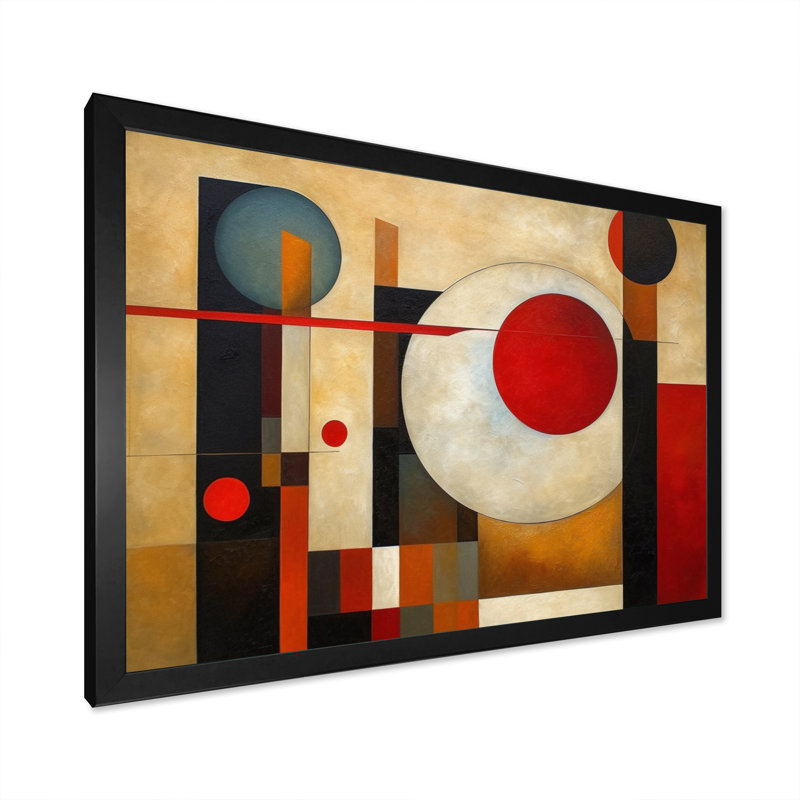 Brun et rouge explorant les dimensions sur toile, Cadre photo noir simple, H 24 po x l 32 po x P 1 po