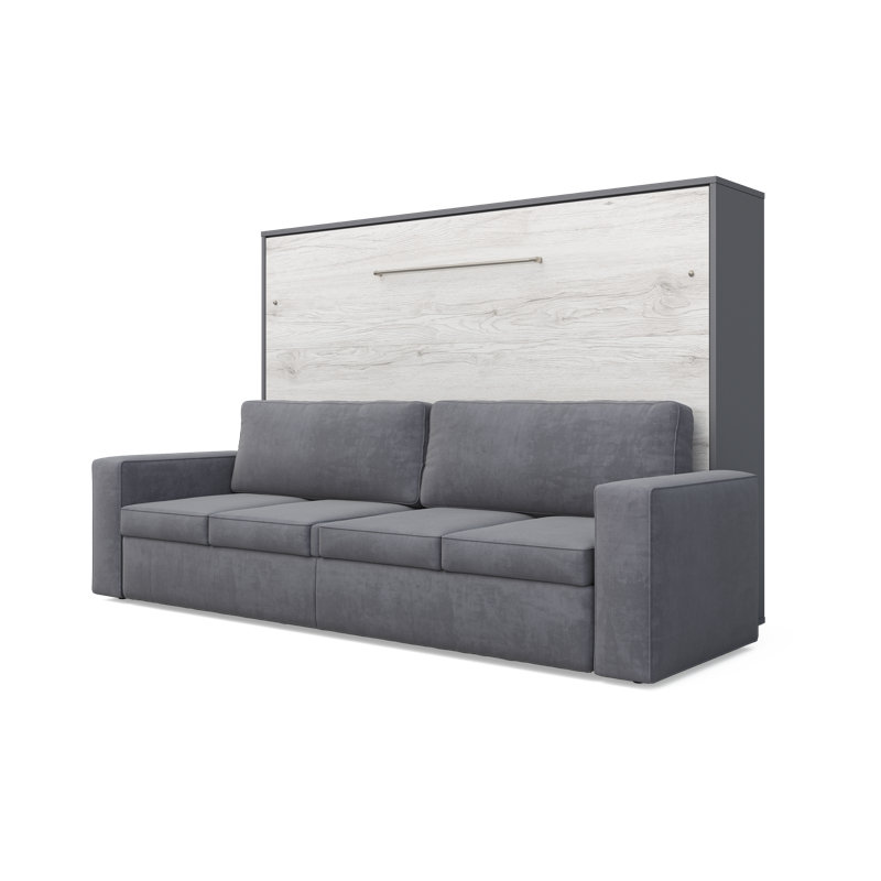 Luzdari Velvet Sofa, Grey/Oak Monaco, Light Grey
