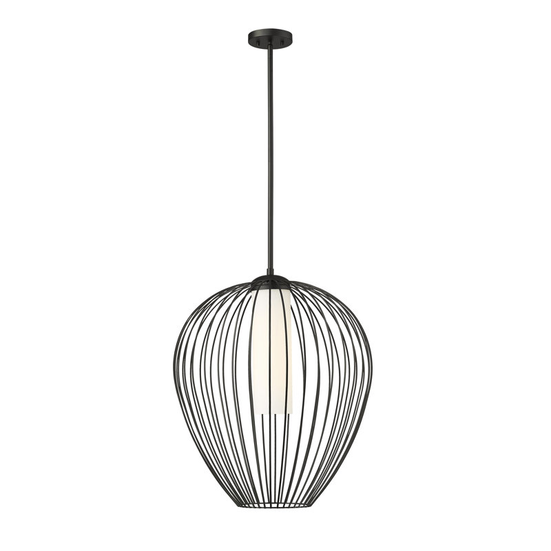 Burakcan 1 - Light White Single Pendant, Matte Black, 106.5" H x 22" W x 22" D