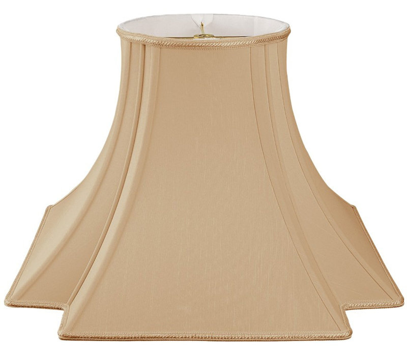 Abat-jour fantaisie en soie / shantung (araignée), Or antique / blanc cassé, H 9 po x l 12 po x P 12 po