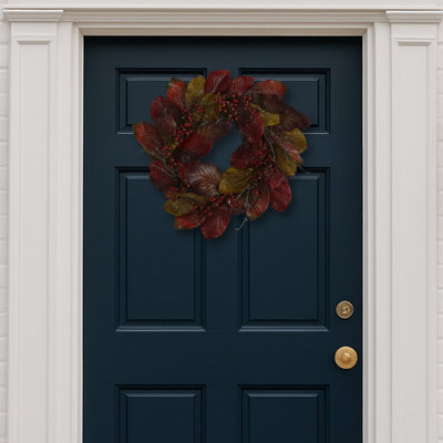 Harvest Magnolia Leaf and Berries Artificial Wreath