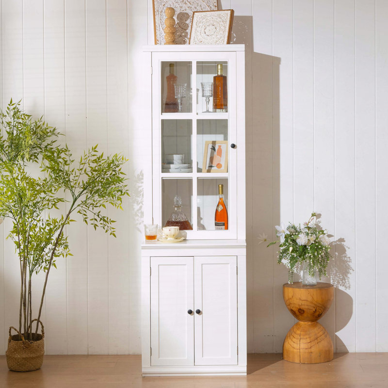 Grand garde-manger autoportant 75,25 po avec porte vitrée et fenêtre en treillis