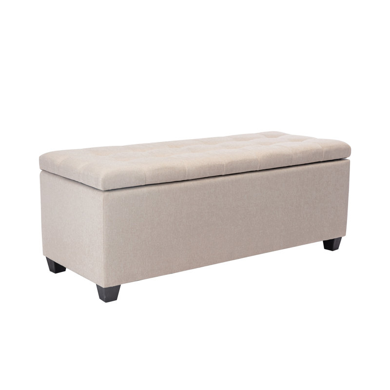 Fabric Upholstered Storage Bench, Beige