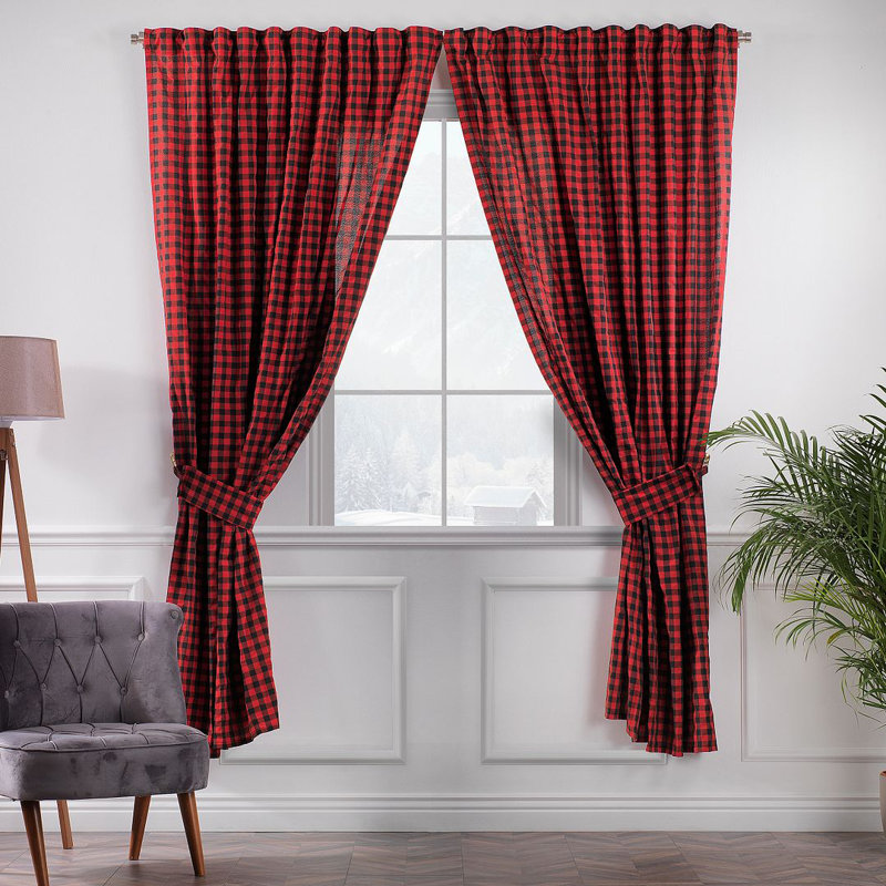 Blackout Curtain - 1 Pc, 36cm Width x 63cm Drop, Red/Black