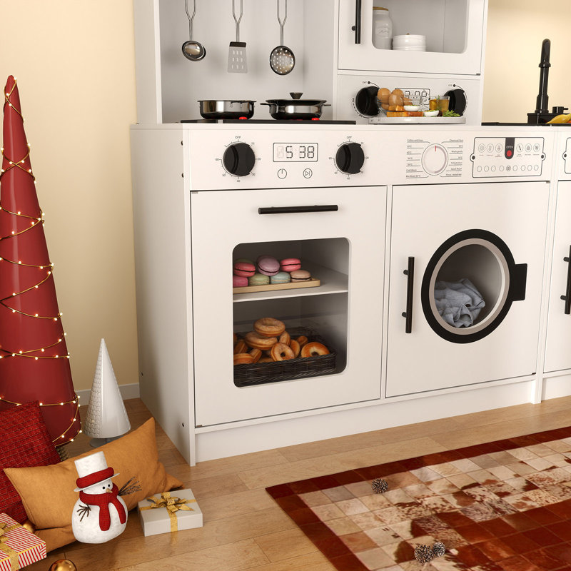 Joyldias Kid Play Kitchen Toy With Circulating Sink, Toddler Kitchen Set With Real Sound And Light, Oven, Washing Machine