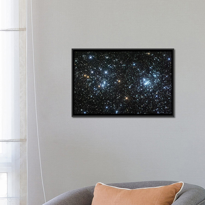 " Double Cluster " by Robert Gendler, 18" H x 26" W x 1.5" D, Black Framed Canvas, No Mat