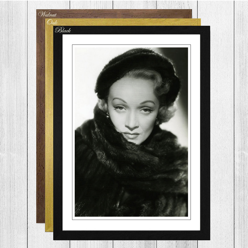 Marlene Dietrich Framed Photographic - Framed Print, Black