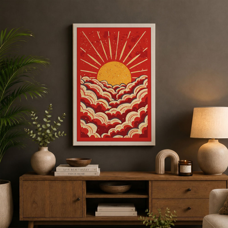 Dawn Over Water Graphic Art - Wrapped Canvas, 36x24 - 91.4 x 61.0 cm, White Border