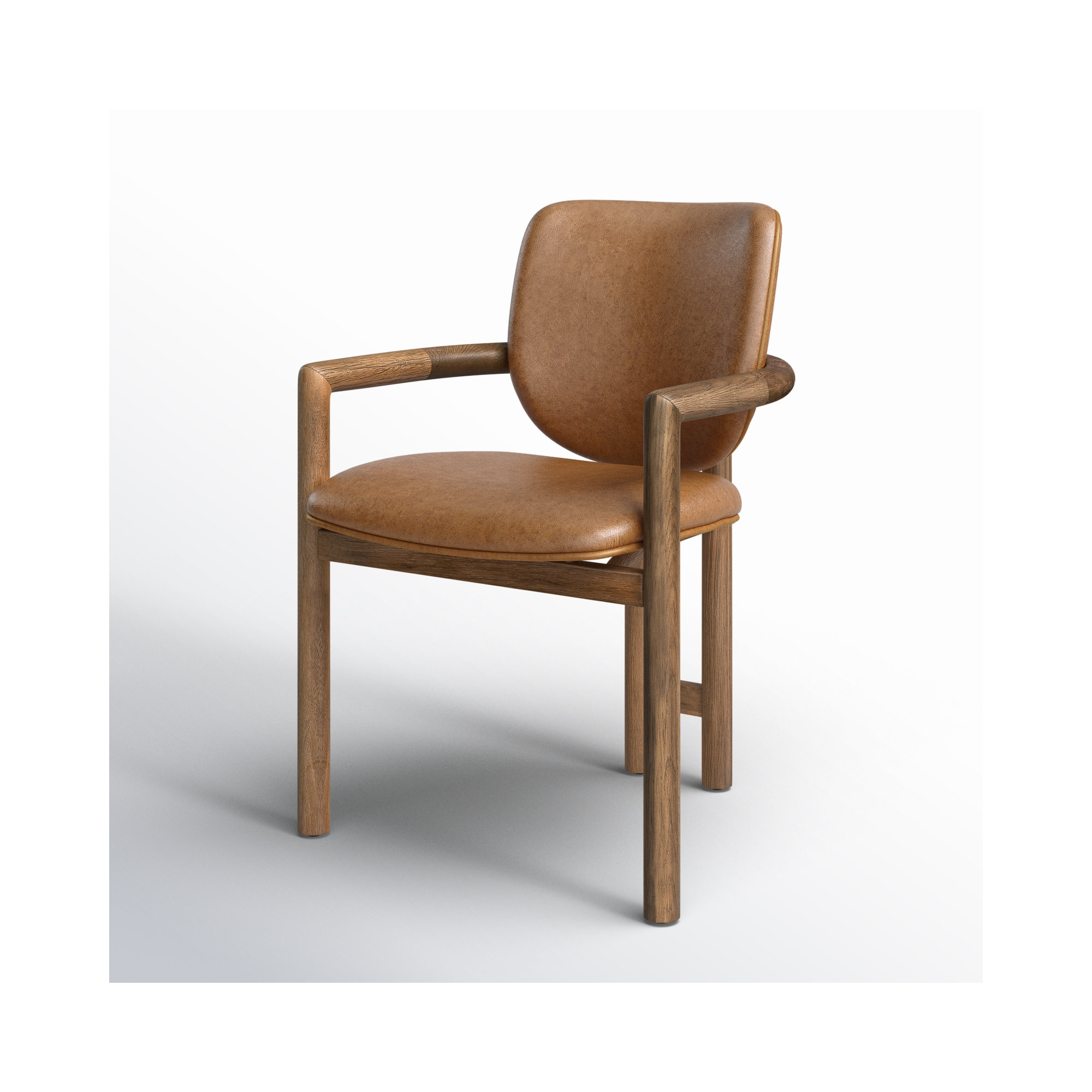 Kosta Leather Upholstered Back Arm Chair, Brown, Brown
