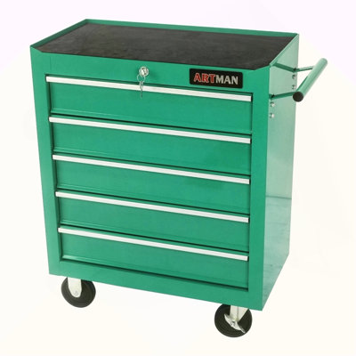 5 Drawer Tool Chest, Tool Storage Cabinet For Garage Storage With 4 Wheels And Locking System, GREEN