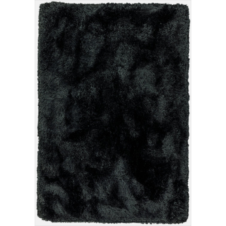 Plush Deep Pile Shaggy Black Rug