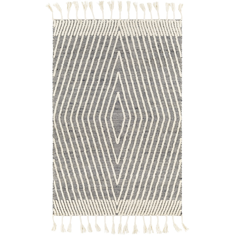Tapis géométrique en laine / gris jute / ivoire Aaina, Rectangle 2 pi x 3 pi