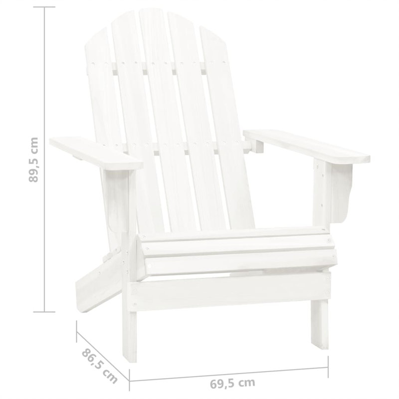 Harvel Fir Outdoor Adirondack Chair With Table, White