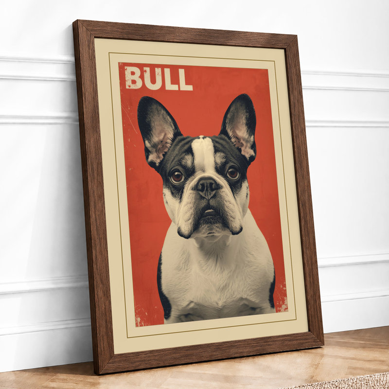 Bold Bulldog Retro - Framed Print, Walnut, A3 - 42.0 x 29.7 cm